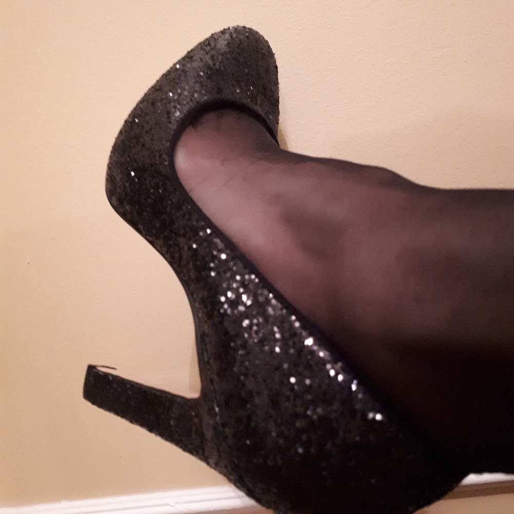 Zara black sparkle stiletto shoes